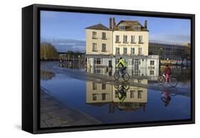 View of Floodwater Outside the Severn View Hotel-Will Watson-Framed Stretched Canvas