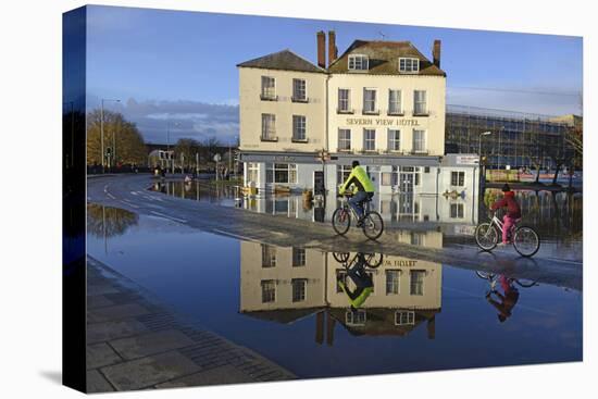 View of Floodwater Outside the Severn View Hotel-Will Watson-Stretched Canvas