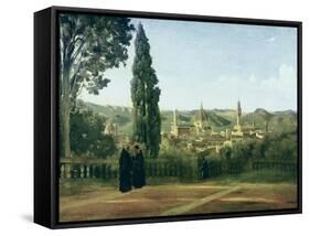 View of Florence from the Boboli Gardens-Jean-Baptiste-Camille Corot-Framed Stretched Canvas