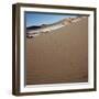 View of footprints leading over a sand dune-null-Framed Photographic Print