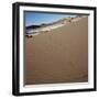 View of footprints leading over a sand dune-null-Framed Photographic Print