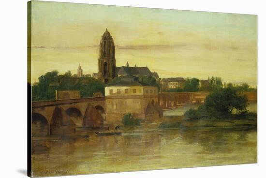 View of Frankfurt Am Main from Sachsenhausen, with the Old Bridge, 1858-Gustave Courbet-Stretched Canvas