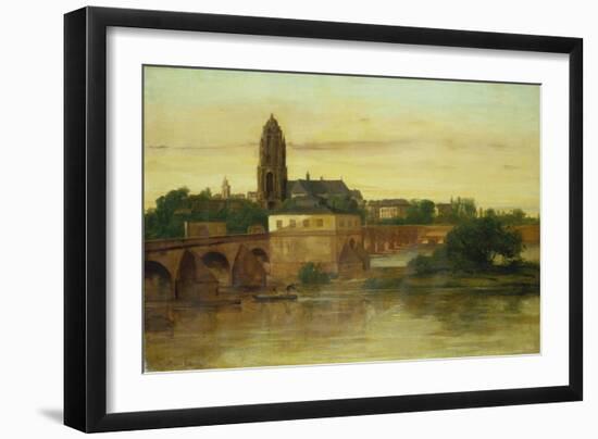 View of Frankfurt Am Main from Sachsenhausen, with the Old Bridge, 1858-Gustave Courbet-Framed Giclee Print