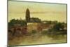 View of Frankfurt Am Main from Sachsenhausen, with the Old Bridge, 1858-Gustave Courbet-Mounted Giclee Print