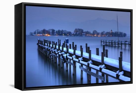 View of Frauen Island from the Shore of Lake Chiemsee, Bavaria, Germany, Europe-Miles Ertman-Framed Stretched Canvas