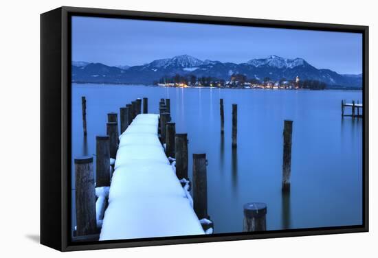 View of Frauen Island from the Shore of Lake Chiemsee, Bavaria, Germany, Europe-Miles Ertman-Framed Stretched Canvas