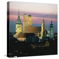 View of Frauenkirch and City at Night, Munich, Bavaria, Germany, Europe-null-Stretched Canvas