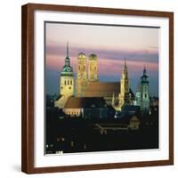 View of Frauenkirch and City at Night, Munich, Bavaria, Germany, Europe-null-Framed Photographic Print