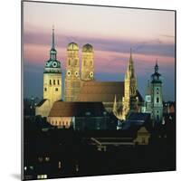 View of Frauenkirch and City at Night, Munich, Bavaria, Germany, Europe-null-Mounted Photographic Print