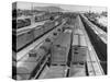 View of Freight Trains, Boxcars and Tank Cars, Standing on Tracks in Small Railroad Yard-null-Stretched Canvas