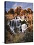 View of Frozen Waterfall of Mill Creek, Spanish Valley, Utah, USA-Scott T. Smith-Stretched Canvas