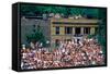 View of full bleachers, full of fans during a professional Baseball Game, Wrigley Field, Illinois-null-Framed Stretched Canvas