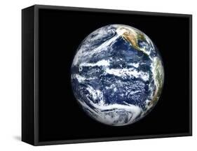 View of Full Earth Centered Over the Pacific Ocean-Stocktrek Images-Framed Stretched Canvas