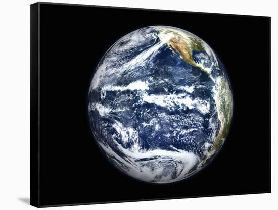 View of Full Earth Centered Over the Pacific Ocean-Stocktrek Images-Framed Stretched Canvas