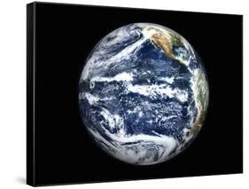 View of Full Earth Centered Over the Pacific Ocean-Stocktrek Images-Framed Stretched Canvas