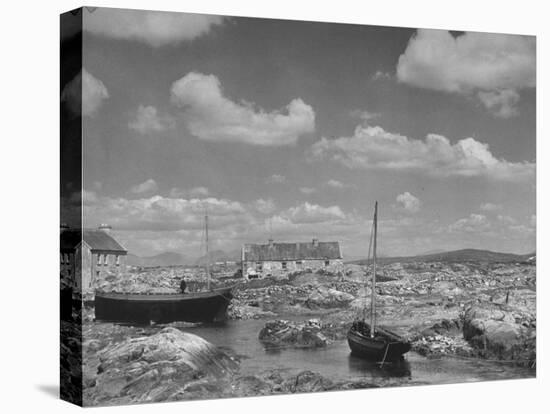 View of Galway in Ireland, a Little Harbor at Carna-Hans Wild-Stretched Canvas