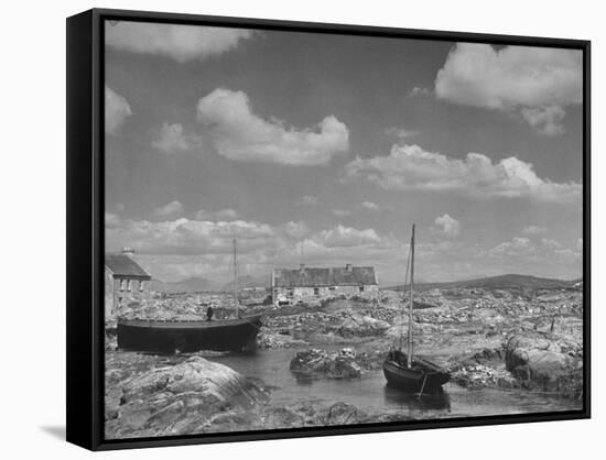 View of Galway in Ireland, a Little Harbor at Carna-Hans Wild-Framed Stretched Canvas