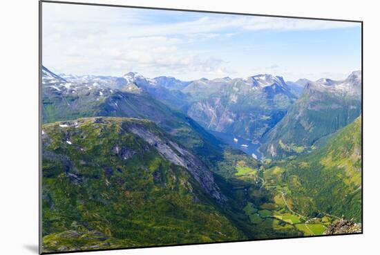 View of Geiranger and Geirangerfjord, from the Summit of Mount Dalsnibba, 1497M, Norway-Amanda Hall-Mounted Photographic Print