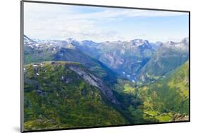 View of Geiranger and Geirangerfjord, from the Summit of Mount Dalsnibba, 1497M, Norway-Amanda Hall-Mounted Photographic Print