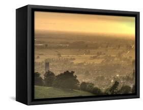 View of Glastonbury During Sunset from Glastonbury Tor, Somerset, England, United Kingdom, Europe-Sara Erith-Framed Stretched Canvas