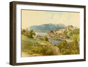 View of Gmunden at Lake Traun from Old Post Street-Josef Hoger-Framed Collectable Print