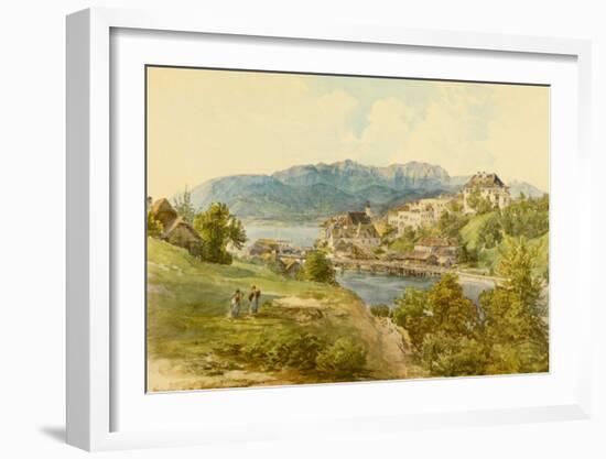 View of Gmunden at Lake Traun from Old Post Street-Josef Hoger-Framed Collectable Print