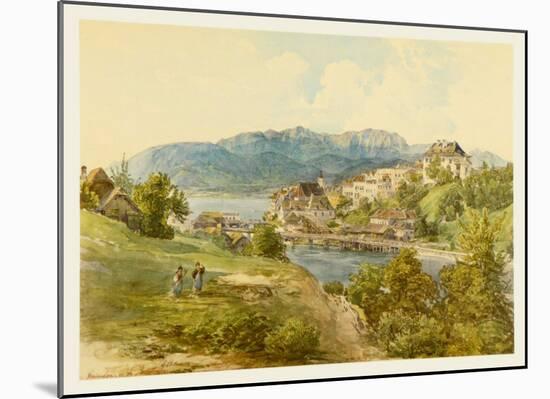 View of Gmunden at Lake Traun from Old Post Street-Josef Hoger-Mounted Collectable Print