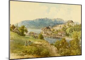 View of Gmunden at Lake Traun from Old Post Street-Josef Hoger-Mounted Collectable Print