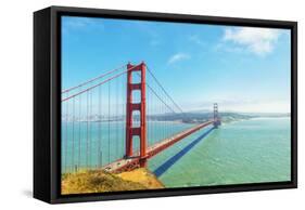 View of Golden Gate Bridge, San Francisco, California, North America-Marco Simoni-Framed Stretched Canvas