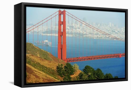 View of Golden Gate Bridge, San Francisco, California, North America-Marco Simoni-Framed Stretched Canvas