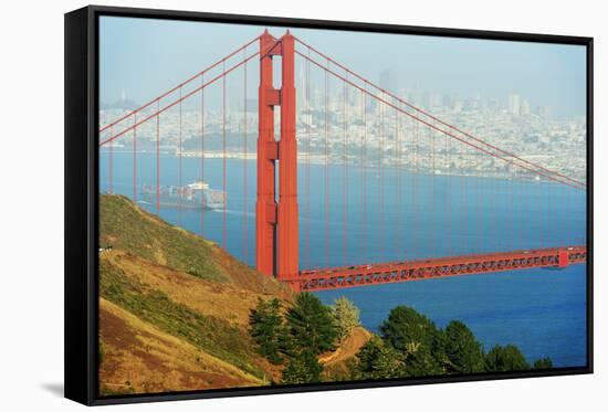 View of Golden Gate Bridge, San Francisco, California, North America-Marco Simoni-Framed Stretched Canvas