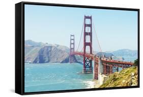 View of Golden Gate Bridge, San Francisco, California, North America-Marco Simoni-Framed Stretched Canvas