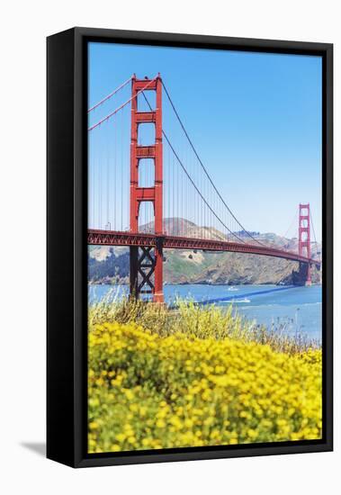 View of Golden Gate Bridge, San Francisco, California, North America-Marco Simoni-Framed Stretched Canvas