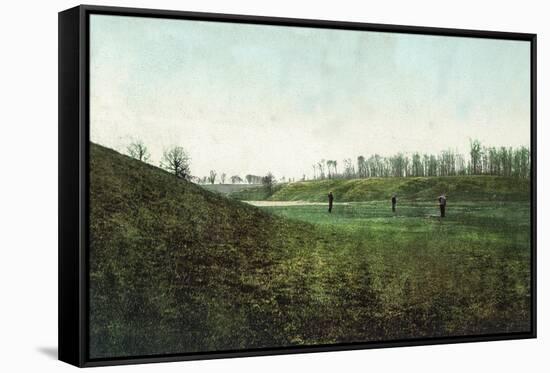 View of Golfers Playing at Inverness Club - Toledo, OH-Lantern Press-Framed Stretched Canvas