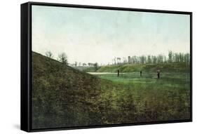 View of Golfers Playing at Inverness Club - Toledo, OH-Lantern Press-Framed Stretched Canvas