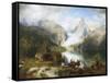 View of Gosau Lake near Salzburg-August Wilhelm Leu-Framed Stretched Canvas