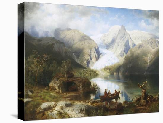 View of Gosau Lake near Salzburg-August Wilhelm Leu-Stretched Canvas