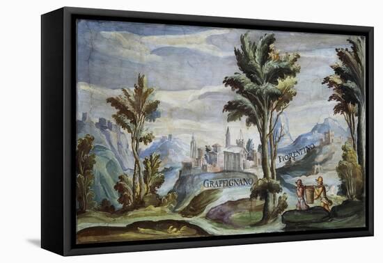 View of Graffignano, 1592-Tarquinio Ligustri-Framed Stretched Canvas