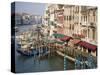 View of Grand Canal and Riva Del Vin from Rialto Bridge, Venice, Veneto, Italy-Martin Child-Stretched Canvas