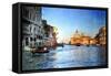 View of Grand Canal on Sunset - Venetian Pictures in Painting Style-Maugli-l-Framed Stretched Canvas