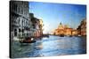 View of Grand Canal on Sunset - Venetian Pictures in Painting Style-Maugli-l-Stretched Canvas