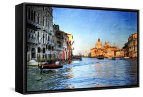 View of Grand Canal on Sunset - Venetian Pictures in Painting Style-Maugli-l-Framed Stretched Canvas