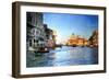 View of Grand Canal on Sunset - Venetian Pictures in Painting Style-Maugli-l-Framed Art Print