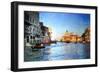 View of Grand Canal on Sunset - Venetian Pictures in Painting Style-Maugli-l-Framed Art Print