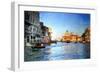 View of Grand Canal on Sunset - Venetian Pictures in Painting Style-Maugli-l-Framed Art Print