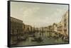 View of Grand Canal with the Palazzi Foscari and Moro Lin-Bernardo Bellotto-Framed Stretched Canvas