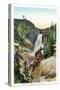 View of Great Falls from Red Rock, Yellowstone National Park, Wyoming-Lantern Press-Stretched Canvas