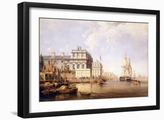 View of Greenwich Hospital, from the North Bank of the Thames, 1835, with Fishing Activities on The-George the Elder Chambers-Framed Giclee Print