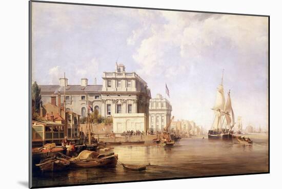View of Greenwich Hospital, from the North Bank of the Thames, 1835, with Fishing Activities on The-George the Elder Chambers-Mounted Giclee Print