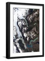 View of Grinding Glaciers and Granite Peaks in Chile's Torres Del Paine National Park-null-Framed Photographic Print